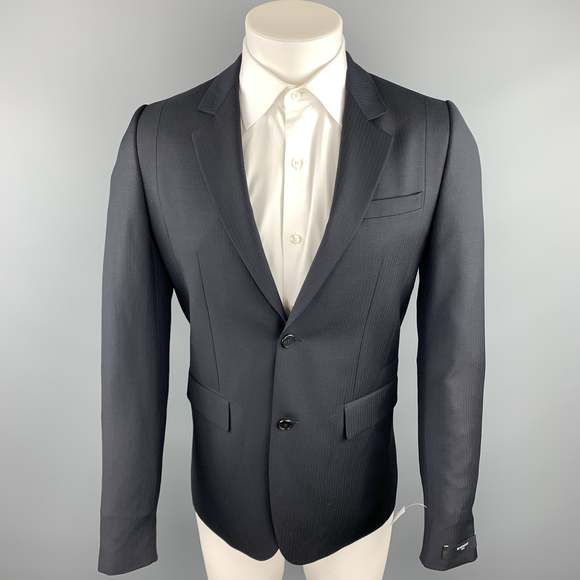 GIVENCHY Other - GIVENCHY Size 38 Black on Black Stripe Wool Notch Lapel Sport Coat